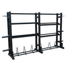 Load image into Gallery viewer, 4-Tier Functional Weights & Bar Storage - Black