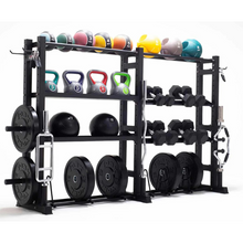 Load image into Gallery viewer, 4-Tier Functional Weights & Bar Storage - Black