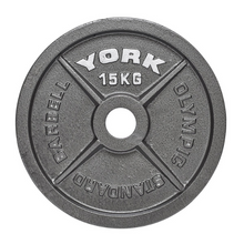 Load image into Gallery viewer, York Barbell Olympic 2" Hammertone Cast Iron Weight Plates