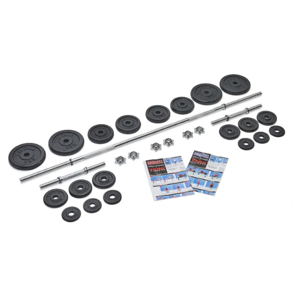 York Fitness 50 KG Cast Iron Spinlock Barbell Dumbbell Set Perfect Gym Flooring