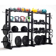 Cargar imagen en el visor de la galería, 4-Tier Functional Weights &amp; Bar Storage - Black
