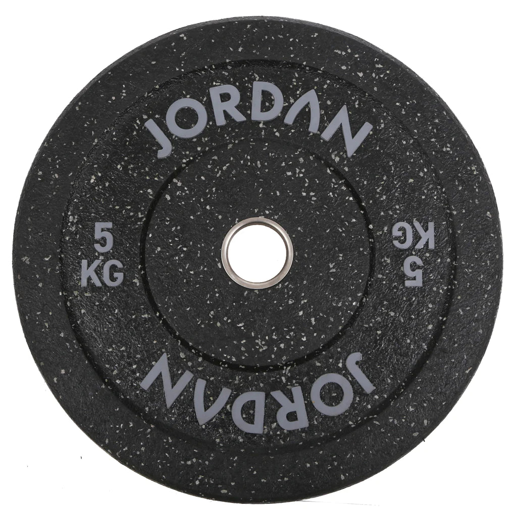 Jordan Fitness HG Black Rubber Bumper Weight Plates - Coloured Fleck