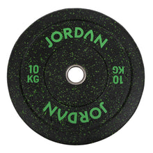 Load image into Gallery viewer, Jordan Fitness HG Black Rubber Bumper Weight Plates - Coloured Fleck
