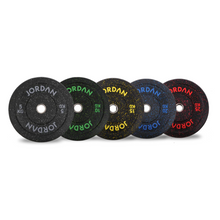 Load image into Gallery viewer, Jordan Fitness HG Black Rubber Bumper Weight Plates - Coloured Fleck
