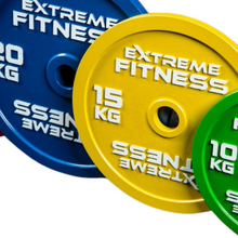 Cargar imagen en el visor de la galería, Extreme Fitness Calibrated Steel Powerlifting Plate 157.5kg Set
